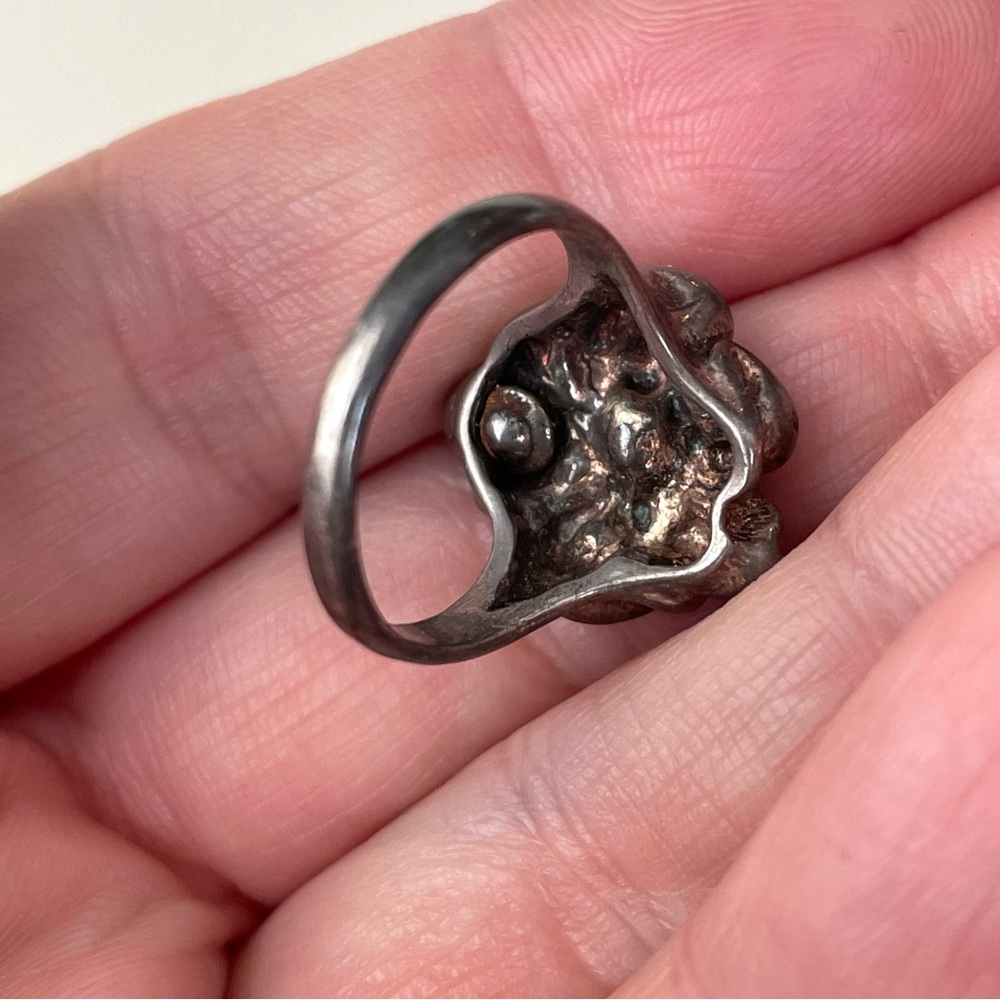 Vintage Israel stamped 925 sterling silver Brutalist freeform ring sz 6.5 - Picture 9 of 16